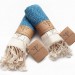 Smyrna 100% Cotton, Pair Of Hand Face Foot Towel, Peshkir 40*100 Cm Diamond Pattern Blue