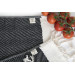 Smyrna 100% Cotton, 6 Pcs. Guest Hand Face Towel, Napkin 30*30 Cm, Absorbent, Herringbone Pattern Black