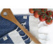 Smyrna 100% Cotton, 6 Pcs. Guest Hand Face Towel, Napkin 30*30 Cm, Absorbent, Herringbone Night Blue