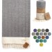 Smyrna 100% Cotton Absorbent Peshtemal Beach Bath Towel 94*180 Cm Herringbone Pattern Gray