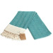 Smyrna 100% Cotton Absorbent Peshtemal Beach Bath Towel 94*180 Cm Herringbone Pattern Turkuaz