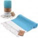 Smyrna 100% Cotton Absorbent Peshtemal Beach Bath Towel 94*180 Cm Diamond Pattern Turkuaz