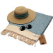 Smyrna 100% Cotton Absorbent Peshtemal Beach Bath Towel 94*180 Cm Vintage Pattern Light Blue