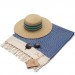 Smyrna 100% Cotton Absorbent Peshtemal Beach Bath Towel 94*180 Cm Vintage Pattern Night Blue