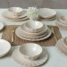 Matte Cream Gold Mesh Sirius Dinner Set 24 Pieces For 6 Persons