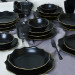 Matte Black Gold Mesh Romeo Dinner Set 24 Pieces For 6 Persons