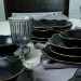 Matte Black Gold Mesh Romeo Dinner Set 24 Pieces For 6 Persons