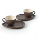 Matte Earth Taupe / Cream Drip Coffee Presentation Set 4 Pieces For 2 People