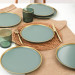 Nordic Gold Matte Green Cake Plate 22 Cm 6 Pieces