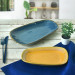 Long Plate, 2 Yellow And Blue