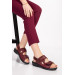 Diabetic Sandals For Women With A Comfortable Medical Sole, Claret Red/Burgundy Color