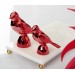 Two Decorative Pieces In The Shape Of A Bird, Made Of Acrylic, Red Color