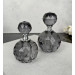 2 Decorative Crystal Round Bottles Smoked