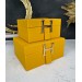 2 Piece Luxurious Flat Leather Box Mustard