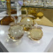 3 Crystal Glass Apple Decor Honey Color