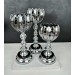 Metal Leg Luxurious Glass Candelian Silver 3 Pcs