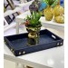 Gold Bead Croco Luxurious Leather Tray Navy Blue