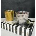 Ceramic Striped Candle Holder Small Gold