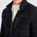 Men's Navy Blue Zippered Genuine Suede Jacket