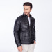 Men's Black Fiber Filled Genuine Leather Jacket