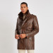 Hazelnut Removable Fur Collar Genuine Leather Coat