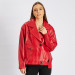 Women's Red Oversize Genuine Leather Jacket