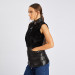 Women's Black Filled Genuine Leather Vest
