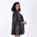 Women's Black Long Blazer Genuine Leather Jacket