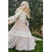 Special Design Linen Vintage Girl's Dress With Veil And Necklace