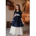 Cotton Embroidered And Tulle Detailed Long Elegant Dress With Veil