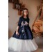 Cotton Embroidered And Tulle Detailed Long Elegant Dress With Veil