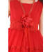 Red Necklace Crowned Lace And Pearl Embroidered Long Girls' Evening Dress