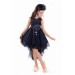 Navy Blue Back Long Tailed Lace Crown Girl Dress