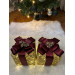 Decorative Led Lighted Gift Box Set Of 2 Claret Red Ribbon