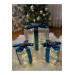 Decorative Led Lighted Gift Box Set Blue Ribbon