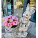 Rabbit Garden Sculpture With Decorative Basket