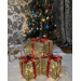 Decorative Christmas Tree With Six Led Lights Gift Box Set Of 12 Green&Blue&Burgundy&Red Ribbon