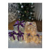 Decorative Led Lighted Gift Box Set Beige Purple Ribbon