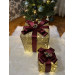 Decorative Christmas Tree Gift Box With Six Led Lights 2 Pack Claret Red
