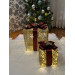 Decorative Christmas Tree Gift Box With Six Led Lights 2 Pack Claret Red