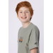 Cotton Printed Pocket Detailed Boy Crew Neck Tshirt