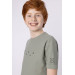 Printed Pocket Detailed Boy Summer Crew Neck Tshirt