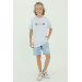 Crew Neck Boy Printed Detailed T Shirt And Shorts Two Piece Set