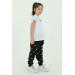 Crew Neck Girl Printed Detailed T Shirt And Tracksuit Set