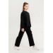 Crew Neck Girls Slit Detailed Cargo Pocket Tracksuit Set