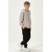 Pocket Printed Detail Zippered Hooded Boys Tracksuit