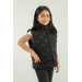 Stand Collar Diamond Pattern Detailed Girl Vest