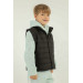 Stand Collar Button Detailed Double Pocket Boy Puffer Vest