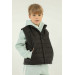 Stand Collar Button Detailed Double Pocket Boy Puffer Vest