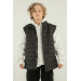 Stand Collar Zipper Double Pocket Detailed Boy Puffer Vest